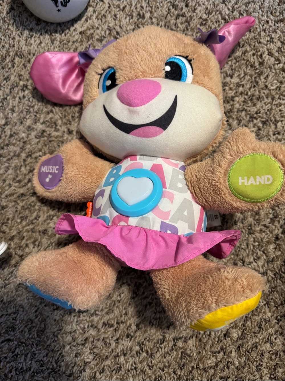 Interactive Plush Puppy Toy - Pink & Tan - Educational Music Puppy